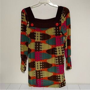 ESCAPE Long Sleeve Mod Swing Dress Size Small